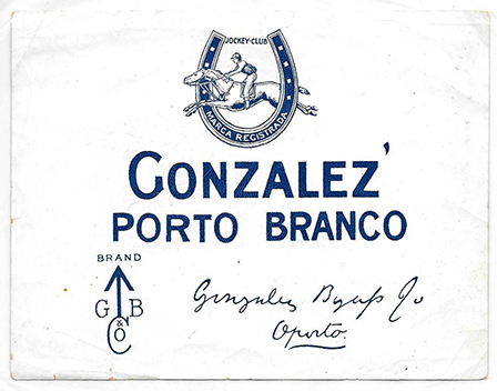 ETIQUETA DE VINO (JOCKEY-CLUB) GONZALEZ' PORTO BRANCO - GONZALEZ BYASS