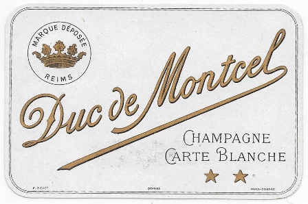 ETIQUETA DE VINO DUC DE MONTCEL CHAMPAGNE CARTE BLANCHE PARIS