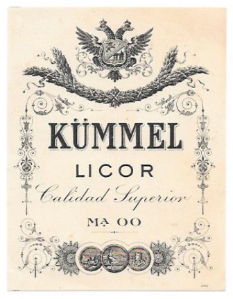 ETIQUETA DE VINO KUMMEL LICOR CALIDAD SUPERIOR