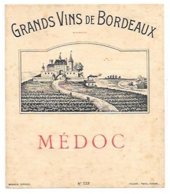 ETIQUETA DE VINO  GRANDS VINS DE BORDEAUX  MEDOC