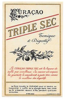 ETIQUETA DE VINO  CURACAO TRIPLE SEC TONIQUE & DIGESTIF