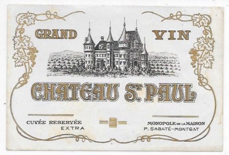 ETIQUETA DE VINO GRAND VIN CHATEAU ST. PAUL CUVEE RESERVEE EXTRA