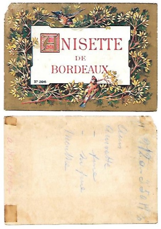 ETIQUETA DE VINO ANISETTE DE BORDEAUX (NOTAS EN REVERSO)