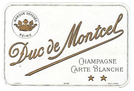 ETIQUETA DE VINO DUC DE MONTCEL CHAMPAGNE CARTE BLANCHE REIMS
