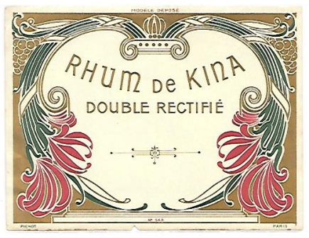 ETIQUETA DE VINO RHUM DE KINA DOUBLE RECTIFIE