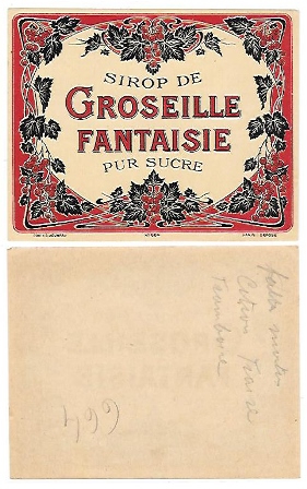 ETIQUETA DE VINO SIROP DE GROSEILLE FANTAISIE PUR SUCRE