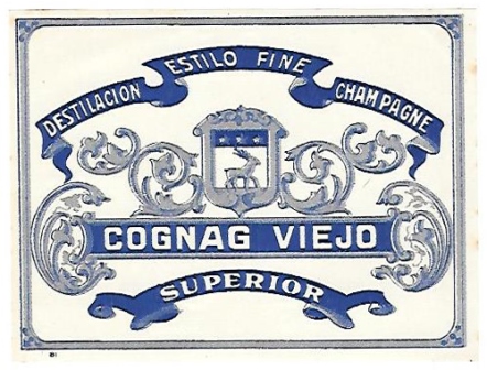 ETIQUETA DE VINO COGNAG VIEJO SUPERIOR DESTILACION ESTILO FINE CHAMPAGNE