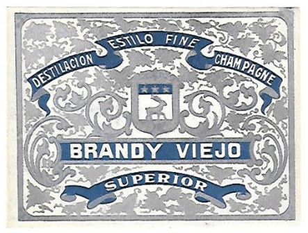 ETIQUETA DE VINO BRANDY VIEJO SUPERIOR DESTILACION ESTILO FINO CHAMPAGNE