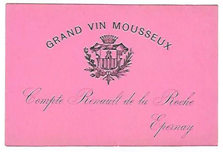 ETIQUETA DE VINO GRAND VIN MOUSSEUX COMPTE RENAULT DE LA ROCHE, EPERNAY