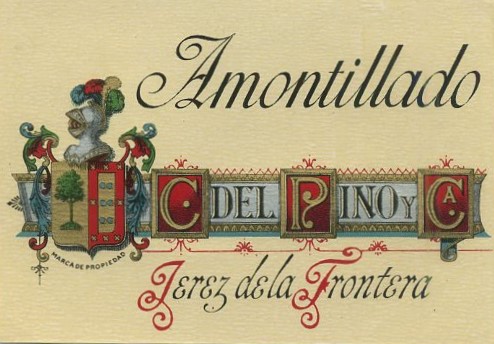 ETIQUETA VINO AMONTILLADO. C. DEL PINO Y CA. JEREZ