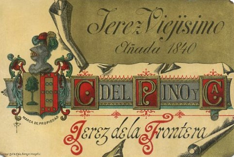 ETIQUETA VINO JEREZ VIEJISIMO AÑADA 1840. C.DEL PINO Y CA. JEREZ