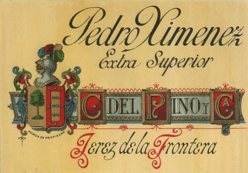 ETIQUETA VINO MOSCATEL. C. DEL PINO Y CA. - JEREZ FRA.