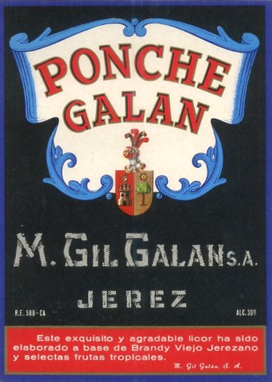 ETIQUETA VINO PONCHE GALAN. M. GIL GALAN S.A. -JEREZ