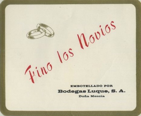 ETIQUETA VINO FINO LOS NOVIOS. BODEGAS LUQUE, S.A. DOÑA MENCIA