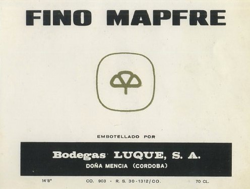 ETIQUETA VINO FINO MAPFRE. BODEGAS LUQUE DOÑA MENCIA (CORDOBA)