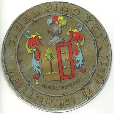 ETIQUETA VINO  C. DEL PINO Y CA. VINOS LEGITIMOS DE JEREZ