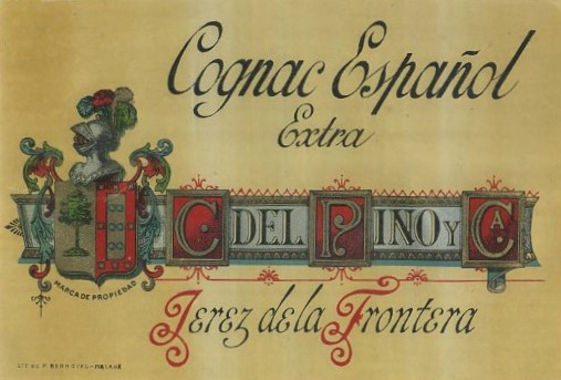 ETIQUETA COGNAC ESPAÑOL EXTRA. C. DEL PINO Y CA. JEREZ FRA.