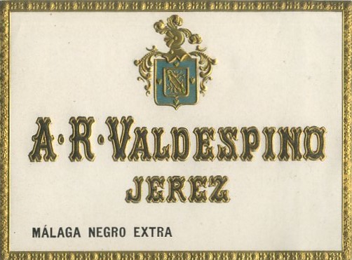 ETIQUETA VINO MÁLAGA NEGRO EXTRA. A.R. VALDESPINO JEREZ