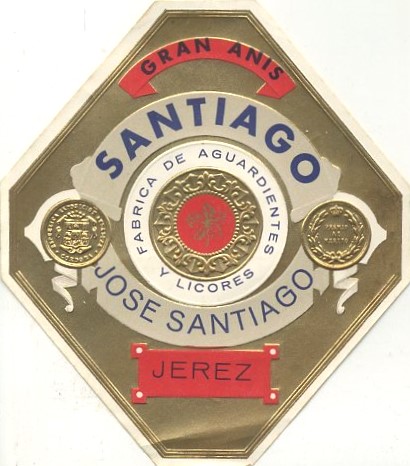 ETIQUETA GRAN ANIS SANTIAGO. JOSE SANTIAGO JEREZ