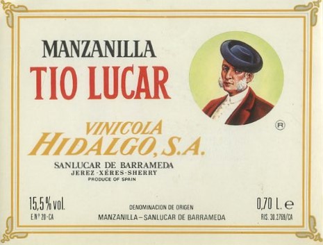 ETIQUETA VINO MANZANILLA TIO LUCAR VINICOLA HIDALGO S.A.