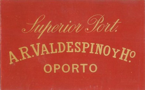 ETIQUETA VINO SUPERIOR PORT. A.R. VALDESPINO Y Hº. OPORTO