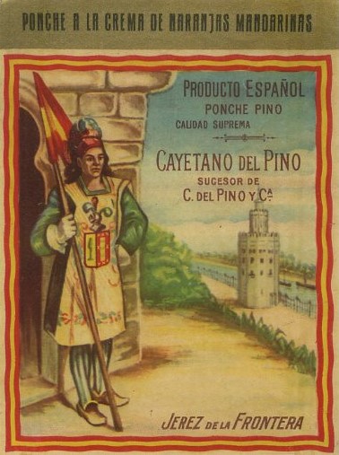 ETIQUETA PONCHE A LA CREMA DE NARANJAS MANDARINAS PINO. CAYETANO DEL PINO JEREZ FRA.
