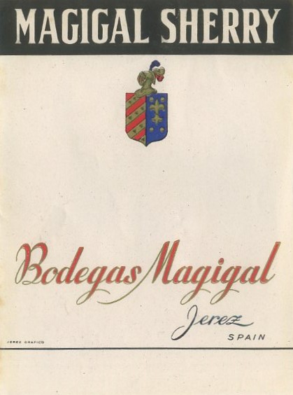 ETIQUETA VINO MAGIGAL SHERRY. BODEGAS MAGIGAL JEREZ