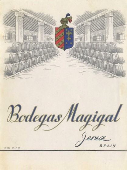 ETIQUETA VINO BODEGAS MAGIGAL JEREZ.