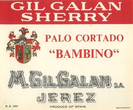 ETIQUETA VINO PALO CORTADO BAMBINO. M. GIL GALAN, S.A. JEREZ