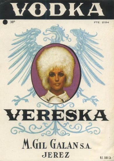 ETIQUETA VODKA VERESKA. M. GIL GALAN,S.A. JEREZ