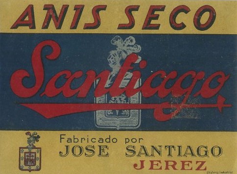 ETIQUETA ANIS SECO SANTIAGO. JOSE SANTIAGO-JEREZ