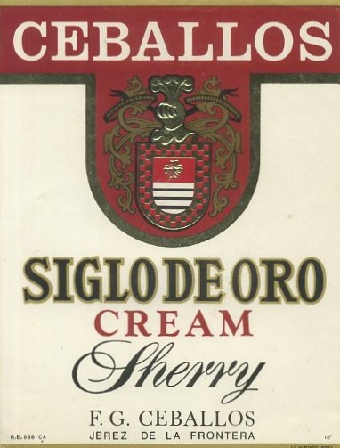 ETIQUETA VINO CREAM SHERRY SIGLO DE ORO. F.G. CEBALLOS- JEREZ FRA.