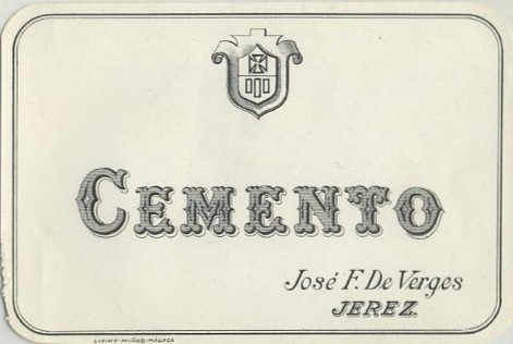 ETIQUETA VINO CEMENTO. JOSE F. DE VERGES-JEREZ