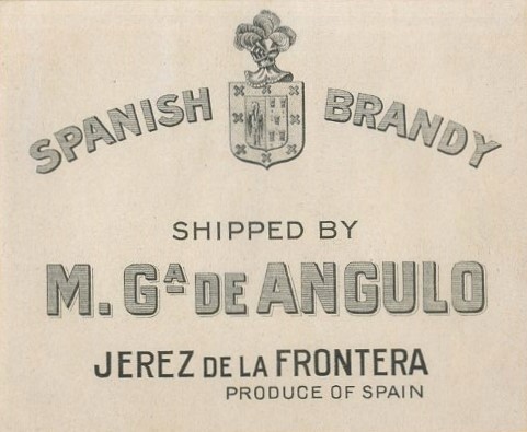 ETIQUETA BRANDY SPANISH. M. Gª DE ANGULO- JEREZ FRA.