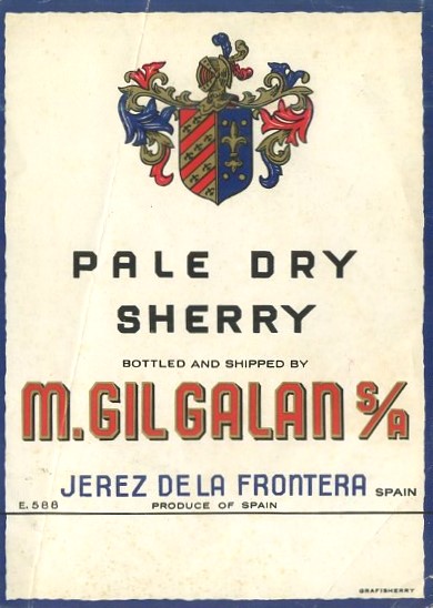ETIQUETA VINO PALE DRY SHERRY. M. GIL GALAN S.A. -JEREZ FRA.