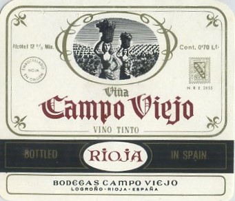 ETIQUETA VINO TINTO VIÑA CAMPO VIEJO. RIOJA. BODEGAS CAMPO VIEJO -LOGROÑO