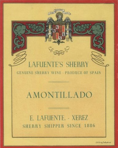 ETIQUETA VINO AMONTILLADO LAFUENTE'S SHERRY. E. LAFUENTE-XEREZ