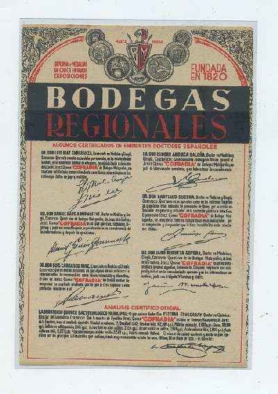 ETIQUETA VINO BODEGAS REGIONALES.