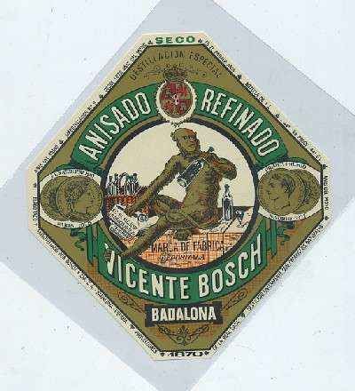 ETIQUETA ANISADO REFINADO SECO VICENTE BOSCH-BADALONA