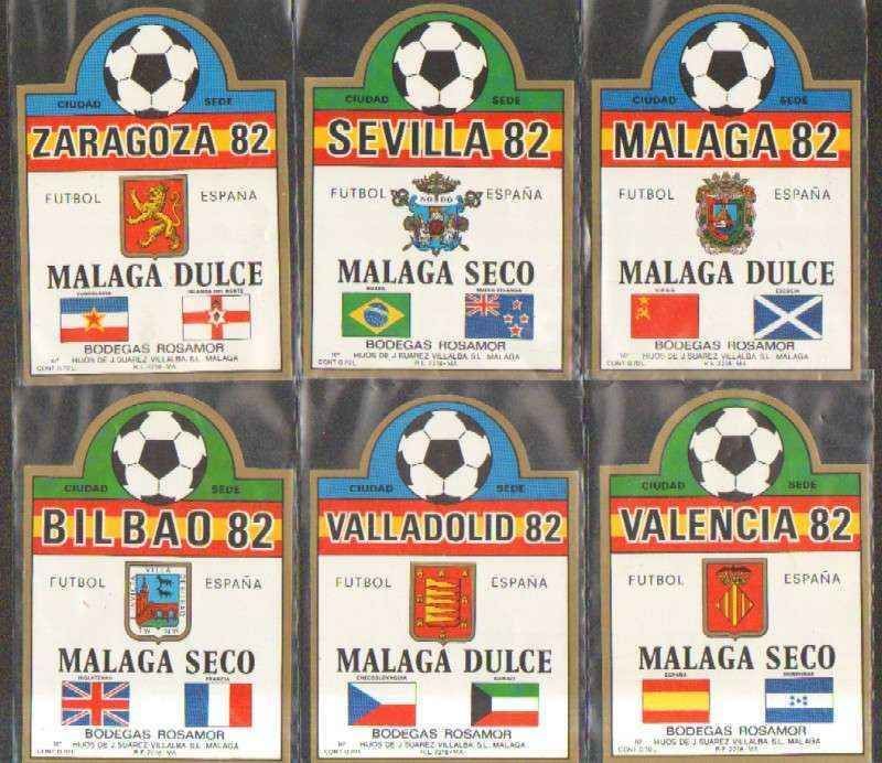 ETIQUETA VINO VARIOS. 14 ETIQUETAS MUNDIAL 82. BODEGAS ROSAMOR-MALAGA