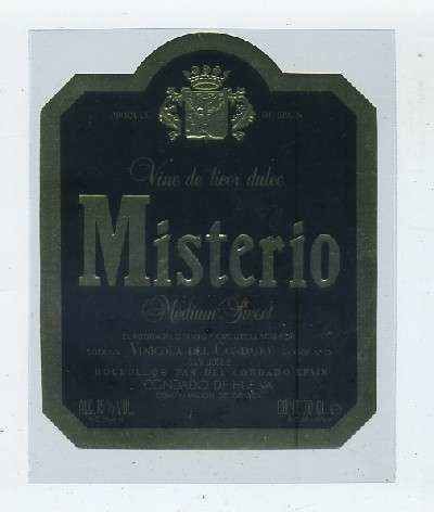 ETIQUETA VINO DE LICOR DULCE MEDIUM SWEET MISTERIO. VINICOLA DEL CONDADO-BOLLULLOS PAR DEL CONDADO