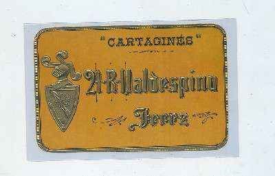 ETIQUETA VINO CARTAGINES. A.R. VALDESPINO-JEREZ