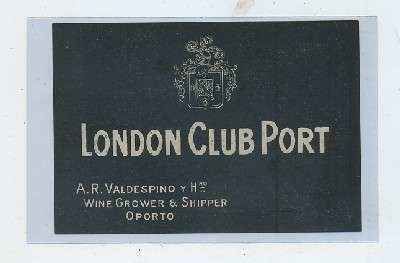 ETIQUETA VINO OPORTO LONDON CLUB PORT. A.R. VALDESPINO Y HNO.-OPORTO