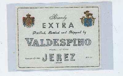 ETIQUETA BRANDY EXTRA VALDESPINO-JEREZ