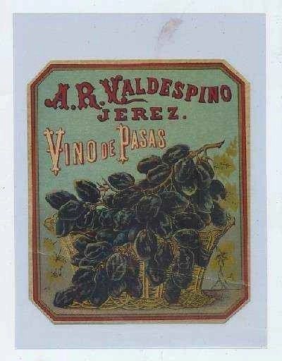 ETIQUETA VINO DE PASAS. A.R. VALDESPINO-JEREZ