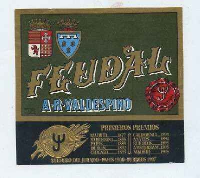 ETIQUETA VINO FEUDAL. A.R. VALDESPINO