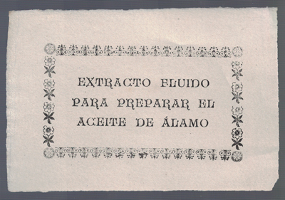 ETIQUETA FARMACEUTICA - EXTRACTO FLUIDO PARA PREPARAR EL ACEITE DE ALAMO.