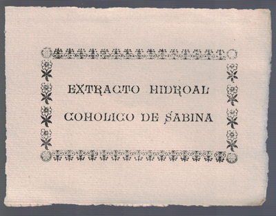 ETIQUETA FARMACEUTICA - EXTRACTO HIDROALCOHOLICO DE SABINA.