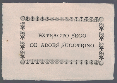ETIQUETA FARMACEUTICA - EXTRACTO SECO DE ALOES SUCOTRINO.