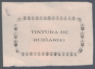 ETIQUETA FARMACEUTICA - TINTURA DE RUIBARBO.